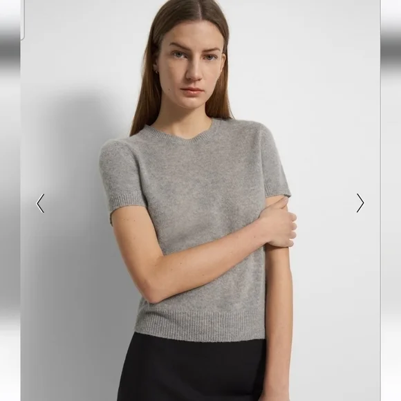 Theory Short Sleeve Cashmere Blouse - Picture 2 of 6
